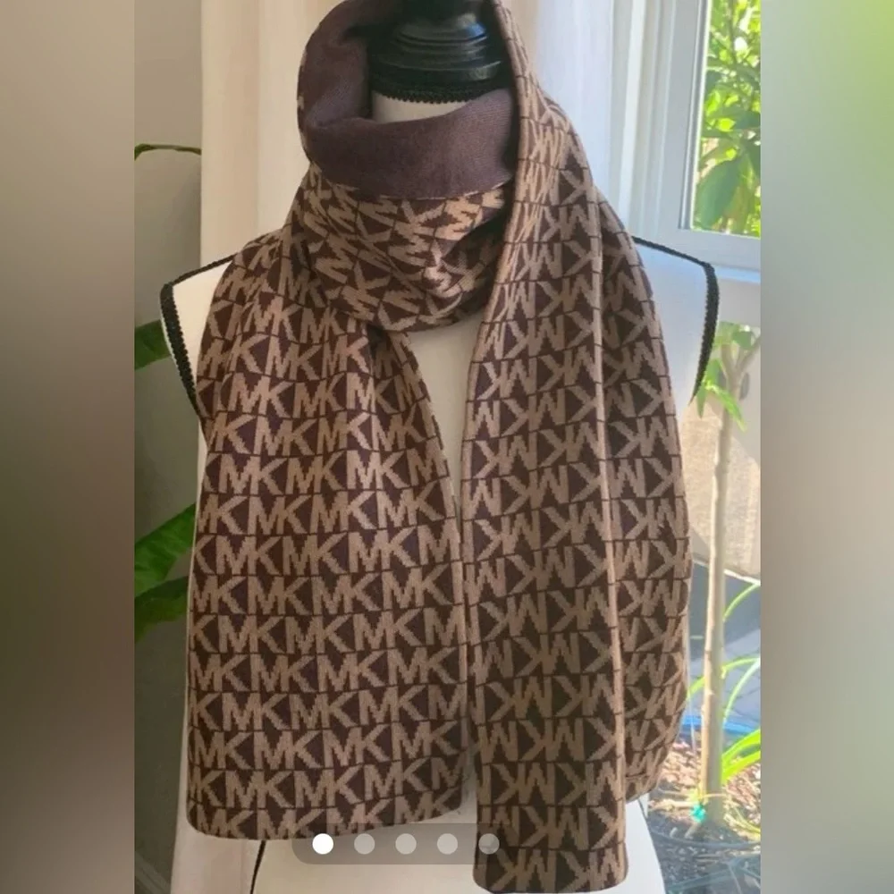 Michael Kors Brown Logo Scarf and Hat set